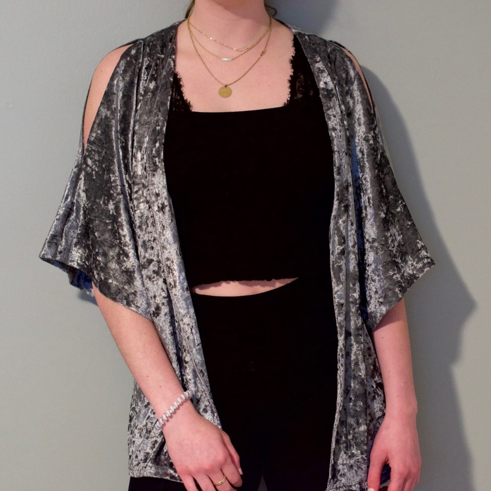 Crushed Velvet Peekaboo Shoulder Shawl